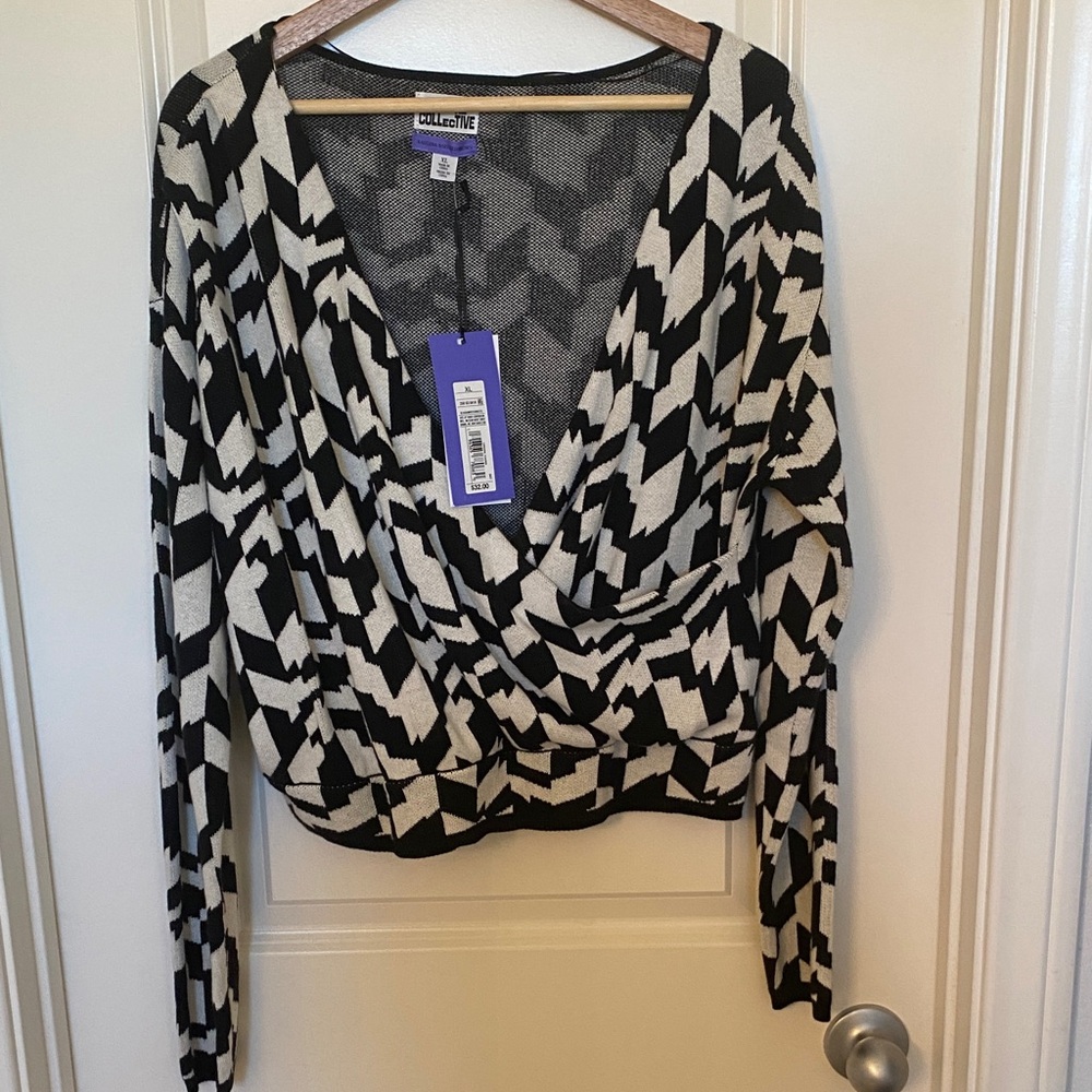 Lucerne Black and White Geometric Women's Blouse